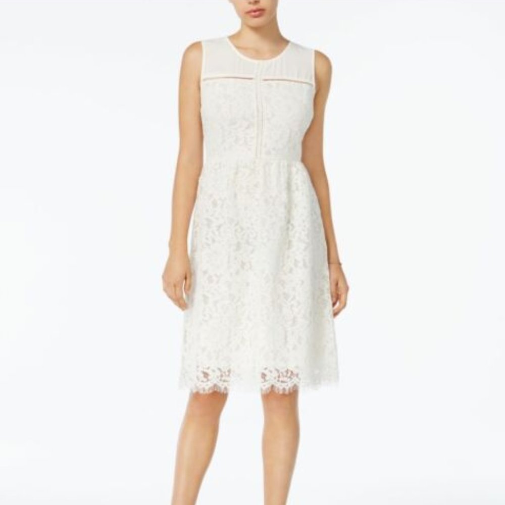 Maison Jules White Lace Sleeveless Midi Dress 6